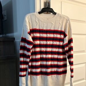 SO Women's Striped Red and Blue Sweater